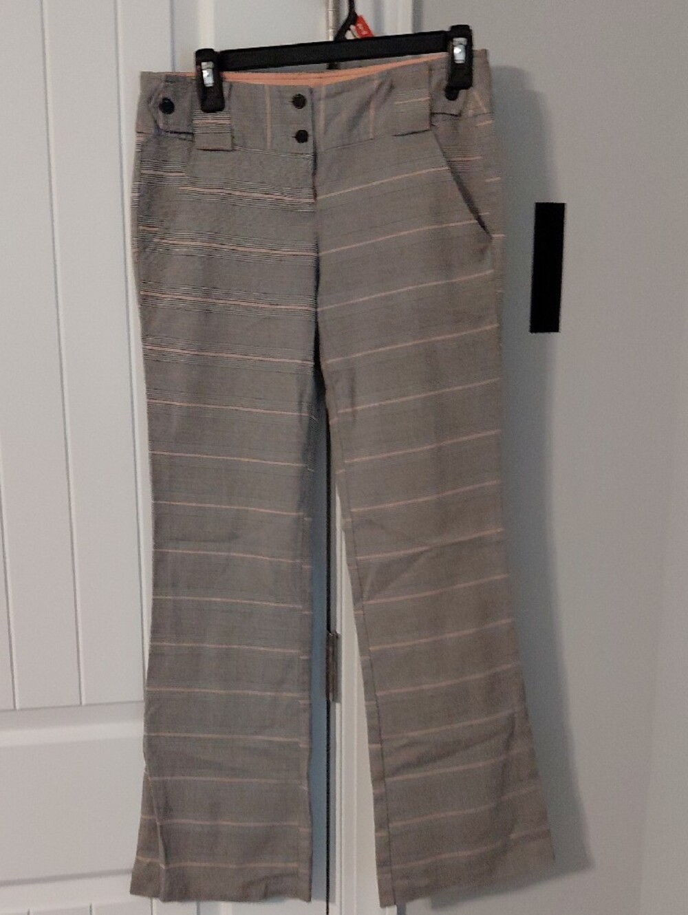 Tracy Evans Wide Leg Pants in Pink and Black-Striped Lining
